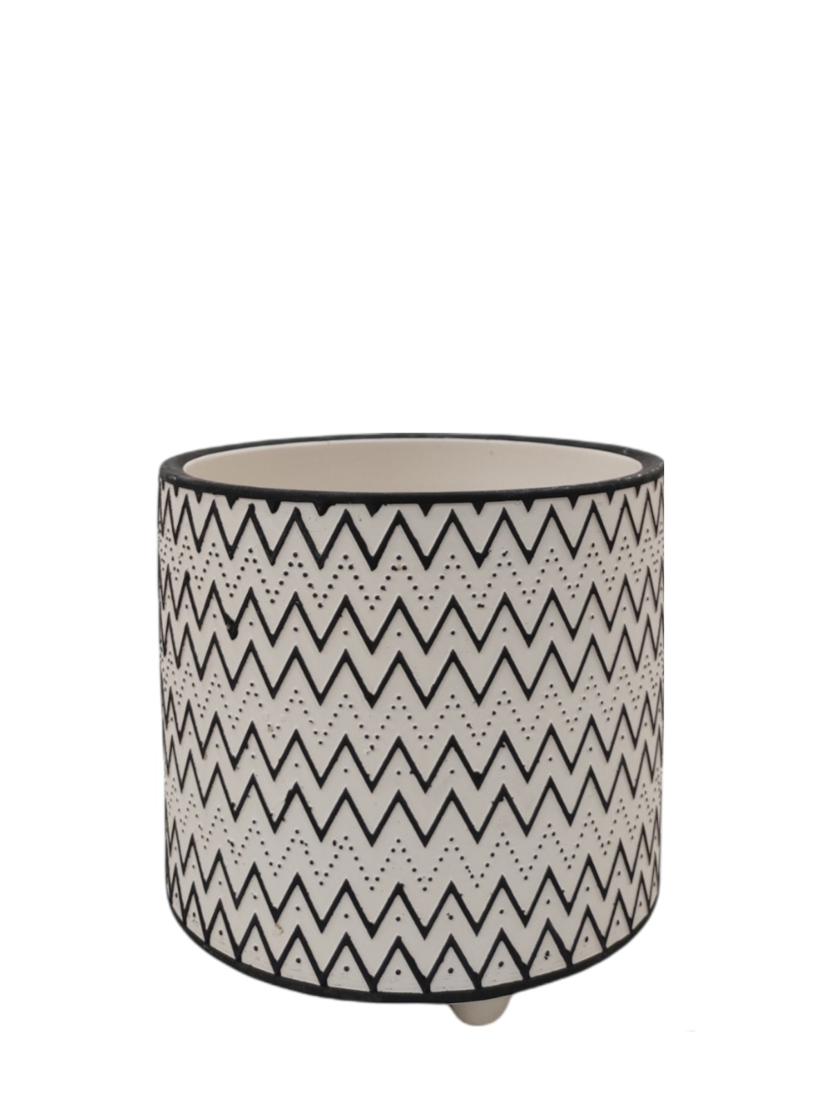White pot with line drawing