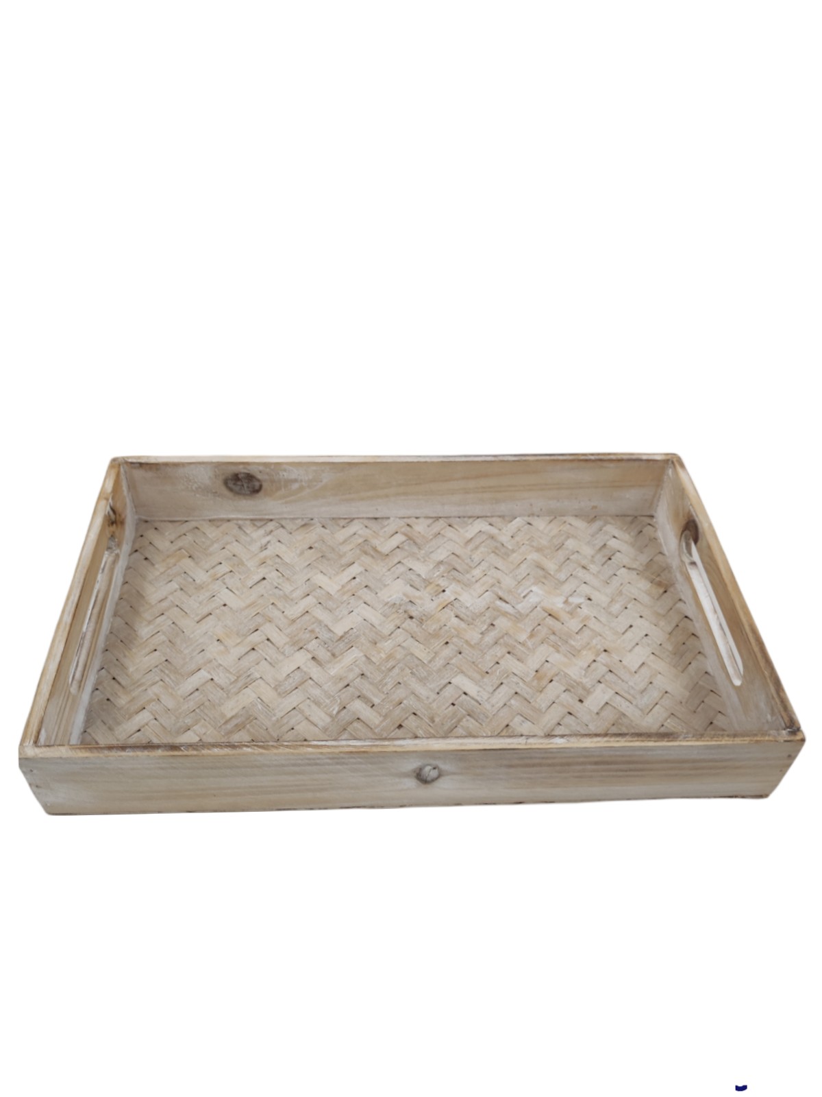 Wooden tray with bamboo