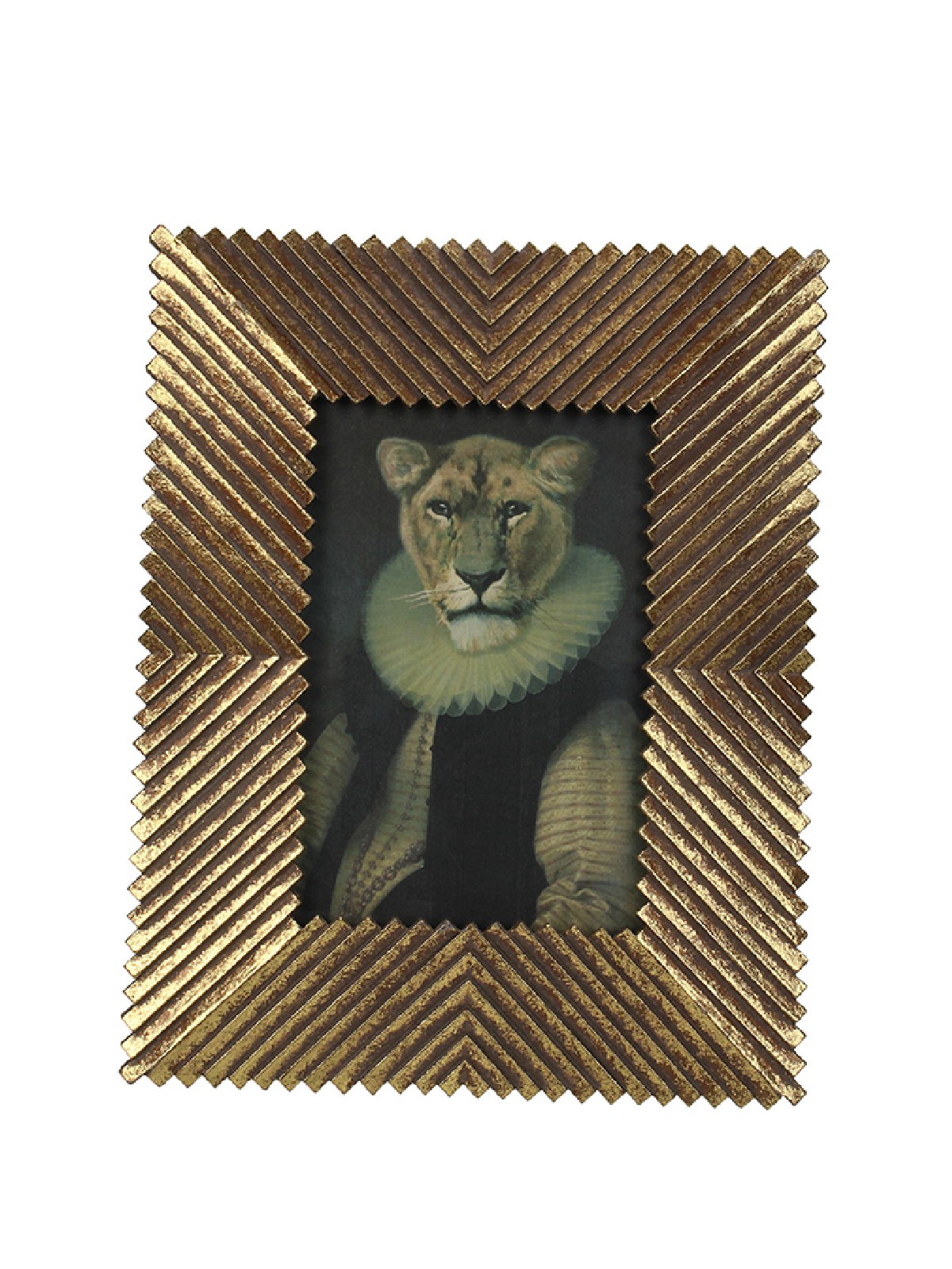 Κορνίζα πολυρεζίν χρυσή “Lion” 10×15εκ.