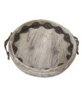 Round metal tray with embossed design