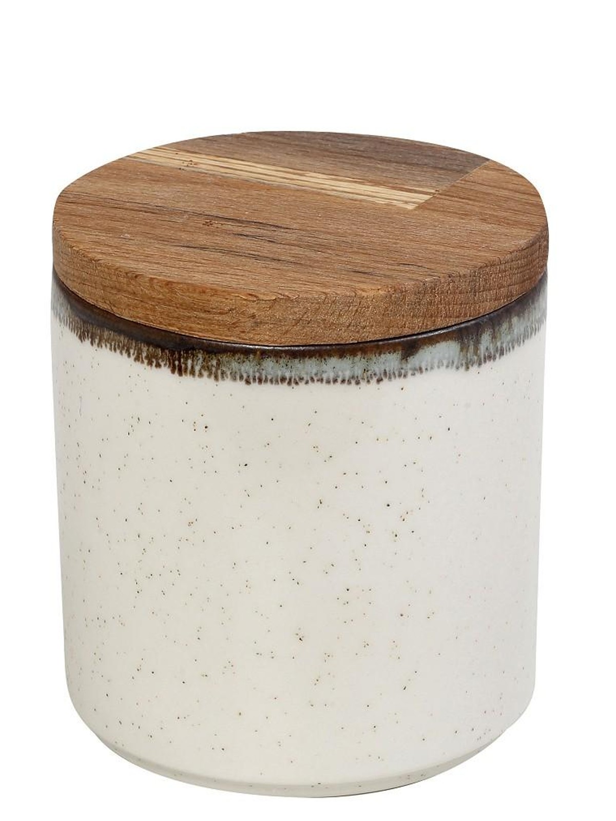 Ceramic container with wooden lid