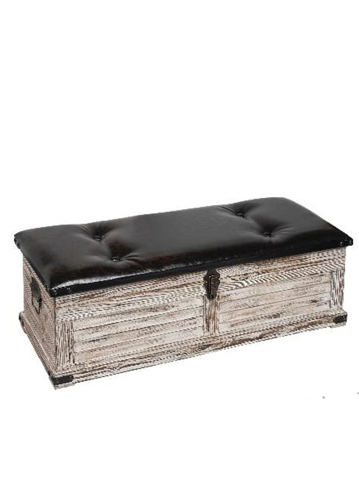 Wooden trunk with leatherette pillow
