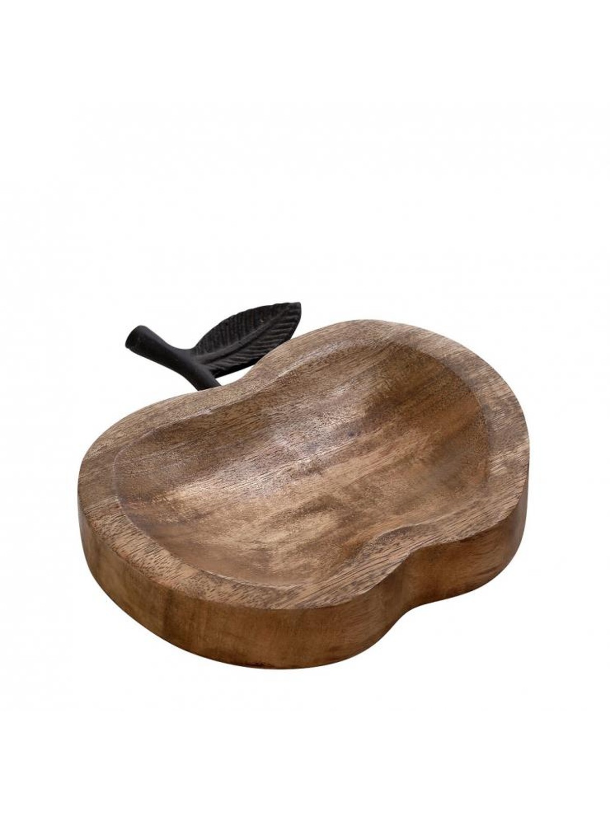 Πιατέλα ξύλινη “Μήλο” με μαύρη μεταλλική λαβή