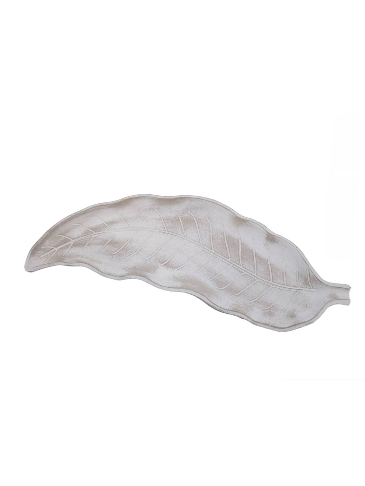 Πιατέλλα διακοσμητική φύλλο λευκή αντικέ